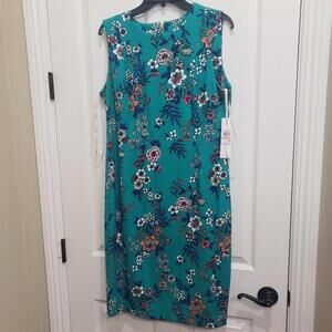 Calvin Klein Career Office Work Sheath Dress NWT $129 Size 12 Floral Gold Zipper